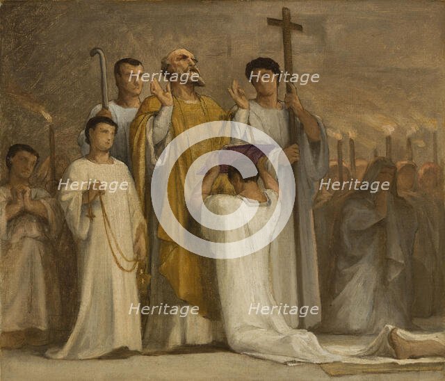 Esquisse pour l'église Saint-Gervais : La Vierge intercédant près de Jésus pour les..., c.1869-1871. Creator: Armand Felix Marie Jobbe-Duval.