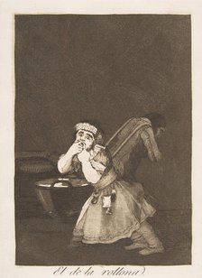 Plate 4 from 'Los Caprichos': Nanny's boy (El de la rollona.), 1799. Creator: Francisco Goya.