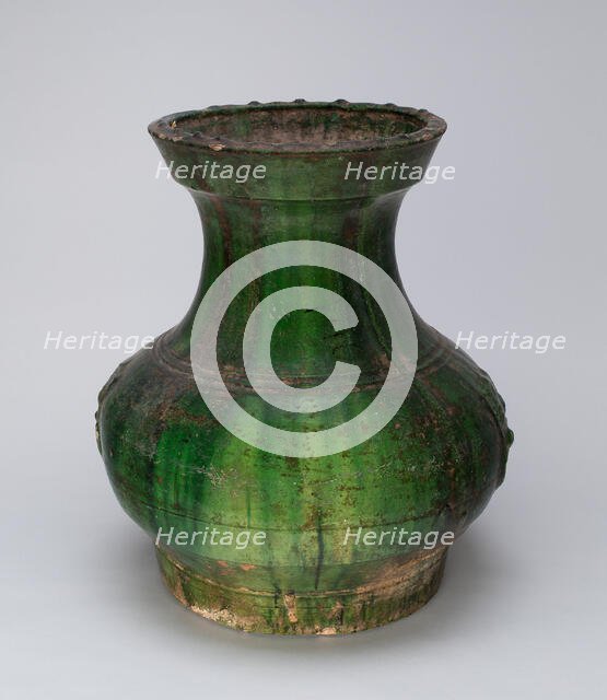 Globular Jar with Mock Ogre Mask Ring Handles, Han dynasty (206 B.C.-A.D. 220). Creator: Unknown.