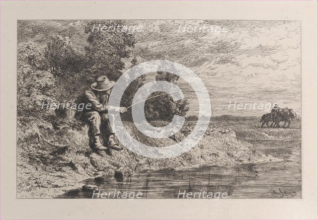 Fishing for Roach, 1865. Creator: Charles Emile Jacque.