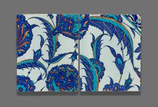 Two Tiles with Continuous Floral Pattern, Ottoman dynasty (1299-1923), c.1560. Creator: Unknown.