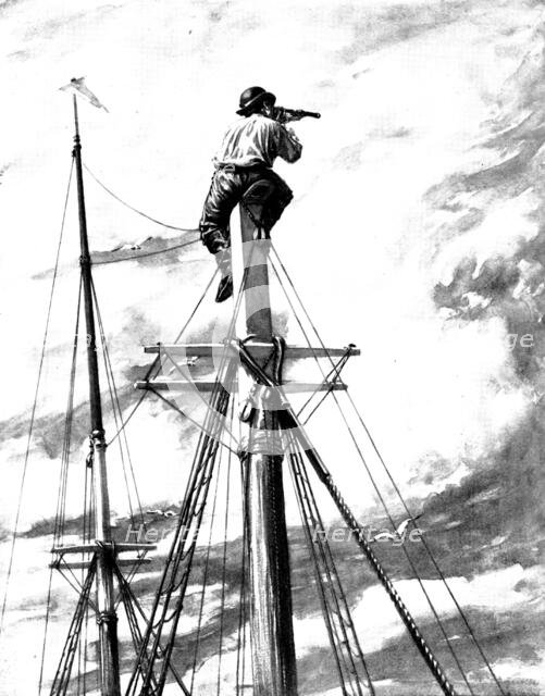 The Spanish-American War: on the look-out for Spanish cruisers off the American coast, 1898. Creator: Unknown.