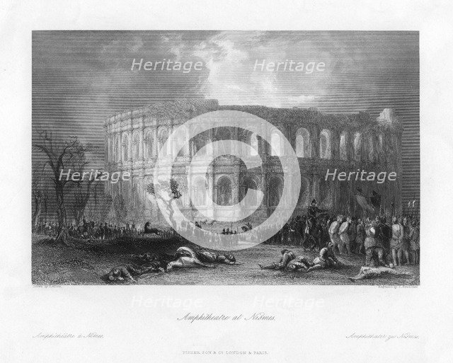 'Amphitheatre at Nismes', France, 19th century(?). Artist: S Bradshaw