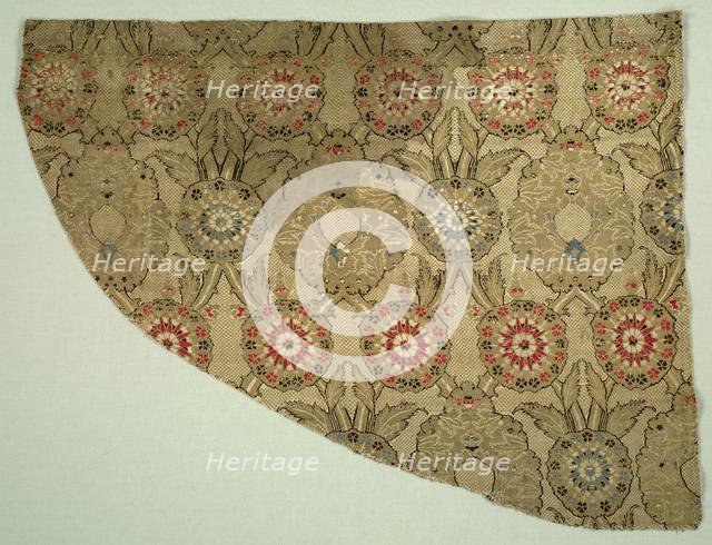 Lampas with double ogival floral pattern on checkered ground, 1550-1575. Creator: Unknown.