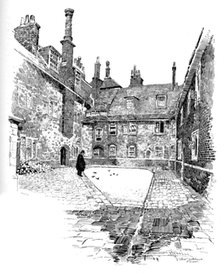 'Old Charterhouse: In Washhouse Court', 1886. Artist: Joseph Pennell.