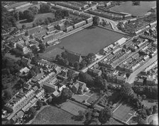 The Church of St James, the cricket ground and West Street area, Congleton, Cheshire, c1930s. Creator: Arthur William Hobart.