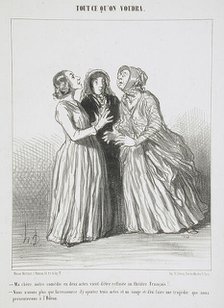 Ma chère, notre comédie en deux actes vient d'être refusée au Théâtre Français!..., 1852. Creator: Honore Daumier.