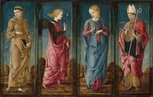 The Annunciation with Saint Francis and Saint Louis of Toulouse [four panels], c. 1470/1480. Creator: Cosmè Tura.