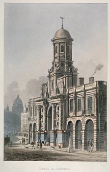 South front of the Royal Exchange, City of London, 1821. Artist: Anon
