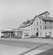The Wilhelm mill closed ten years ago and service station..., Monroe, Benton County, Oregon, 1939. Creator: Dorothea Lange.