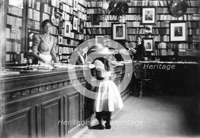 Interior of a bookshop, Landskrona, Sweden, 1895. Artist: Unknown