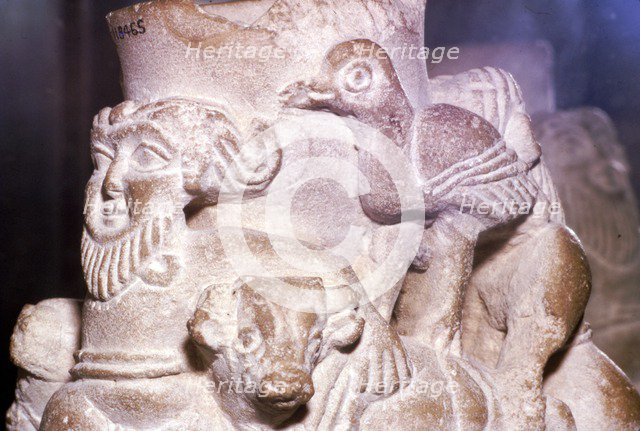 Sumerian Libation Vase Hero Gilgamesh, Bulls and Birds from Warka, Uruk, South Iraq, c2000 BC. Artist: Unknown.