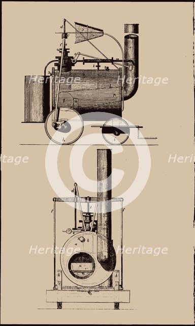 The first passenger-carrying common road locomotive, Camborne, 1801, 1801.