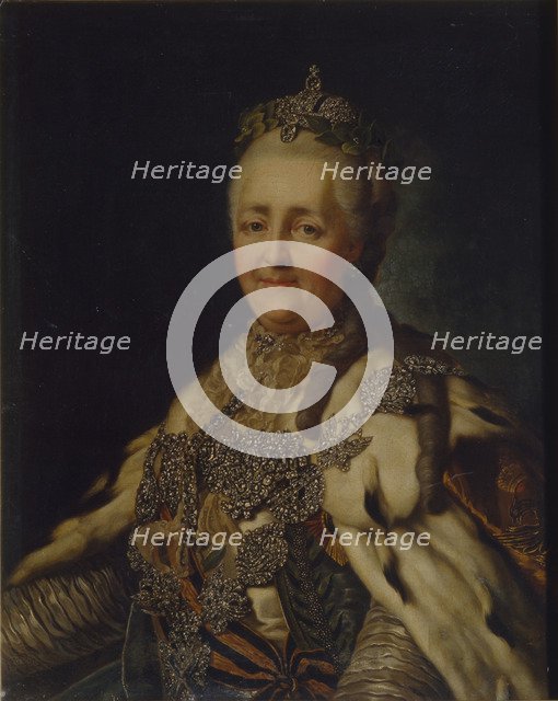 Portrait of Empress Catherine II (1729-1796). Artist: Roslin, Alexander (1718-1793)