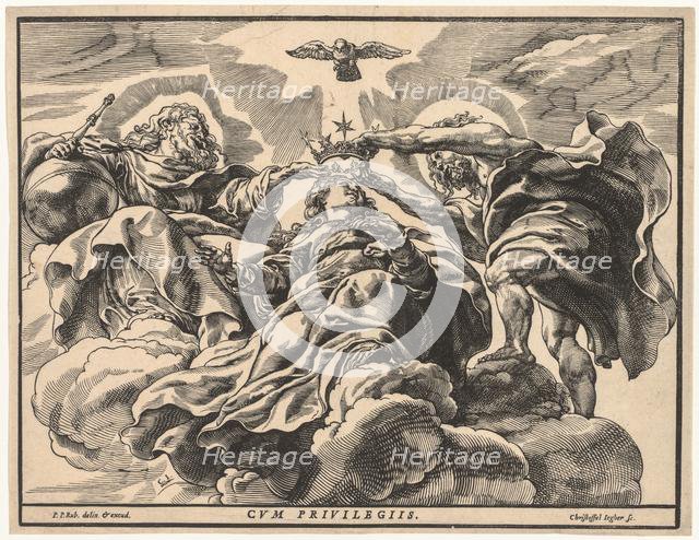 Coronation of the Virgin, 1632-36. Creator: Christoffel Jegher (Flemish, 1596-1652/53).