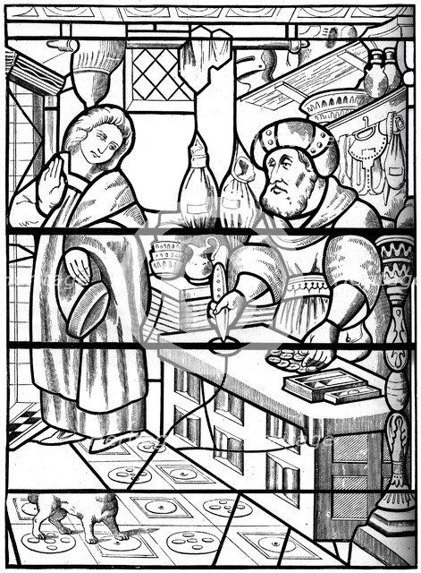 Legend of the Jew of Rue des Billettes, Paris, piercing holy wafer with his knife, 14th century, (18 Artist: Unknown