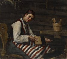 Girl Carding, 1883. Creator: Maria Wiik.