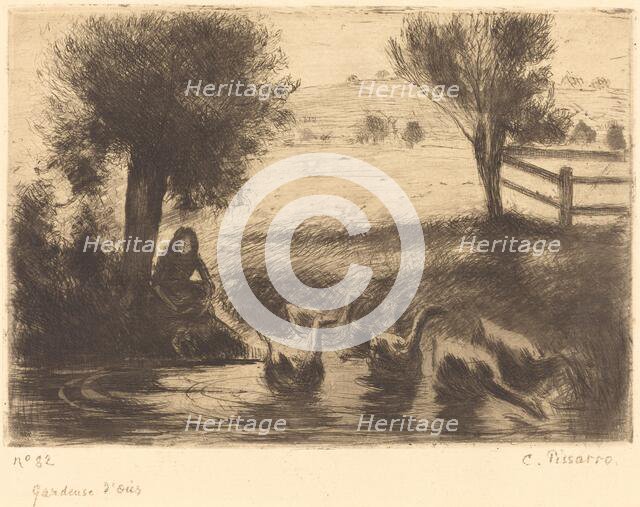Goose Girl (Gardeuse d'oies), 1888. Creator: Camille Pissarro.