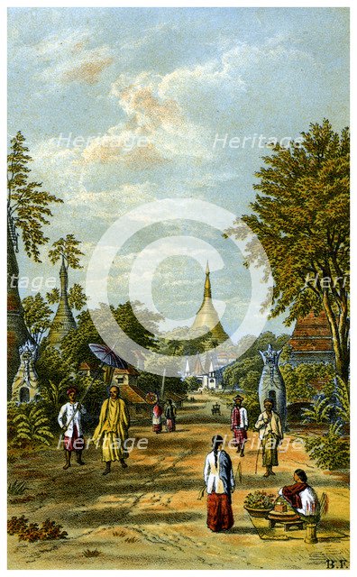 The Shwe Dragon pagoda, Rangoon, 19th century.Artist: C Kegan Paul