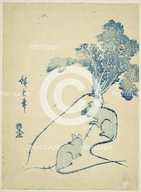 Mice and radish, c. 1840s. Creator: Ando Hiroshige.