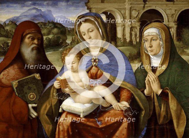 Madonna and Child between Saints Jerome and Anne (Madonna Baglioni), 1511-1512. Creator: Previtali, Andrea (ca 1480-1528).