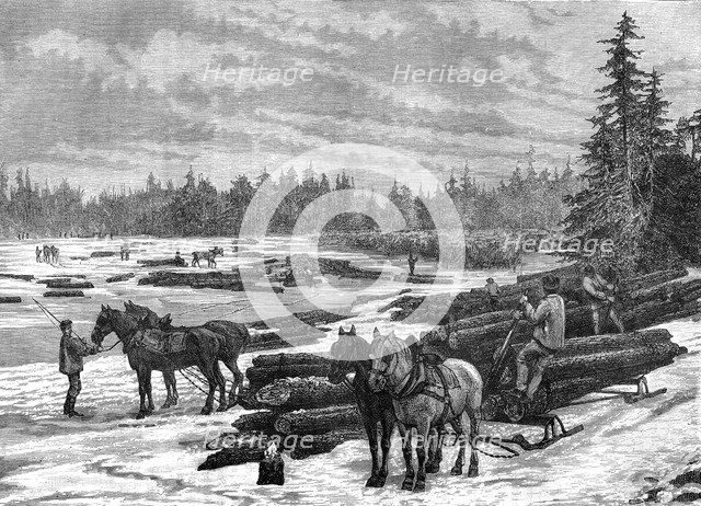 Canadian loggers, 19th century.Artist: Taylor