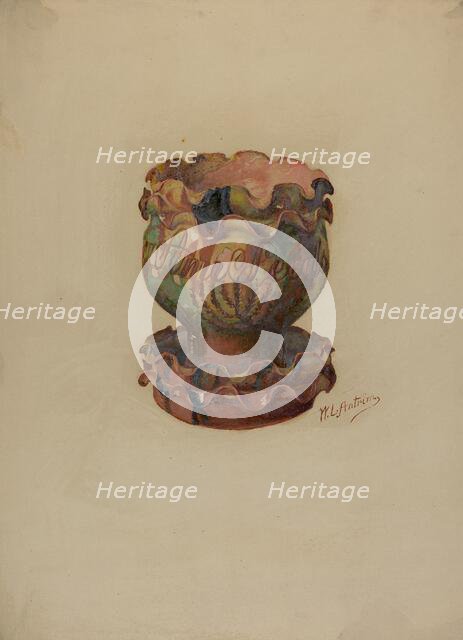 Pa. German Flower Pot and Tray, c. 1936. Creator: William L Antrim.