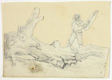 Woodsman Axing Fallen Tree.d.. Creator: William Henry Pyne.