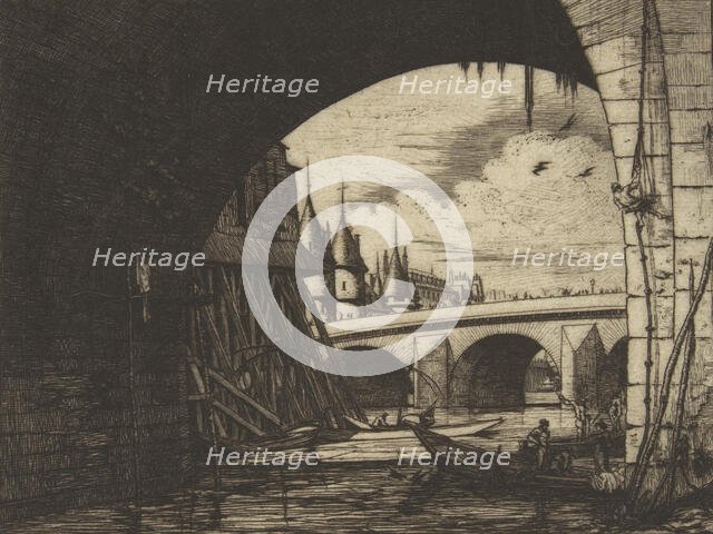 Archway, Pont Nôtre-Dame, Paris, 1853. Creator: Charles Meryon.