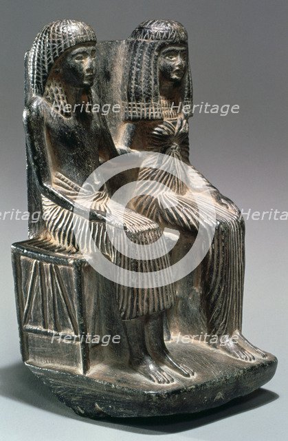 Statue of an Ancient Egyptian official and his wife, 13th-12th century BC. Artist: Unknown