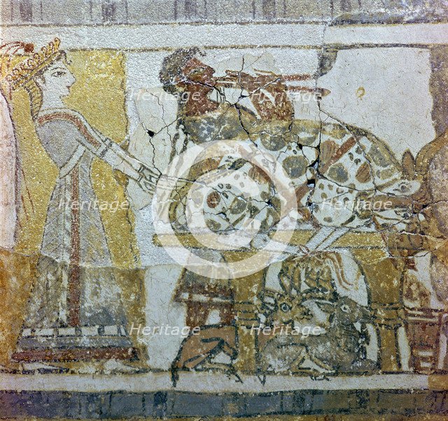 Detail of a bull sacrfice from a Cretan sarcophagus, 16th century BC. Artist: Unknown