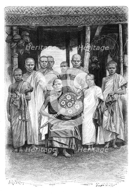 Singhalese Buddhist Priests, Sri Lanka, 1895. Artist: Unknown