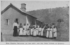 Miss Martha Drummer [at the left] and the Girls' School at Quessua, 1922. Creator: Unknown.