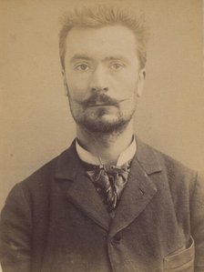 Pemjean. Lucien, Pierre. 32 ans, né à Lyon (Rhône). Publiciste. Anarchiste. 2/1/93., 1893. Creator: Alphonse Bertillon.