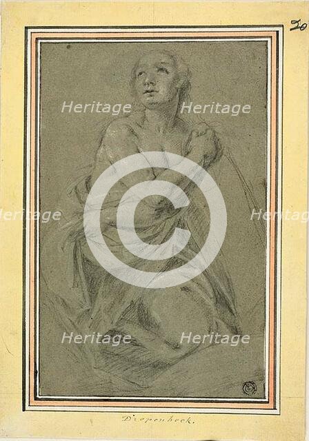 Draped Kneeling Female Nude, n.d. Creator: Abraham Jansz van Diepenbeeck.