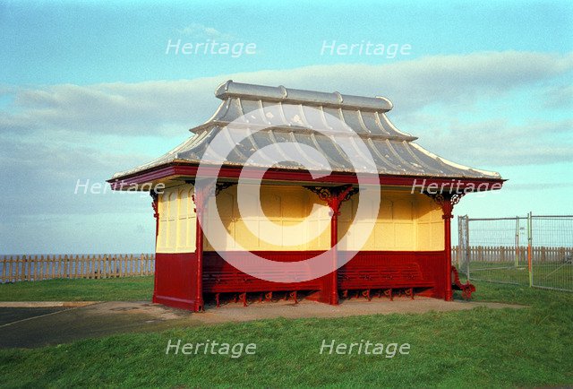 A traditional beach shelter at Blackpool, 1999. Artist: P Williams