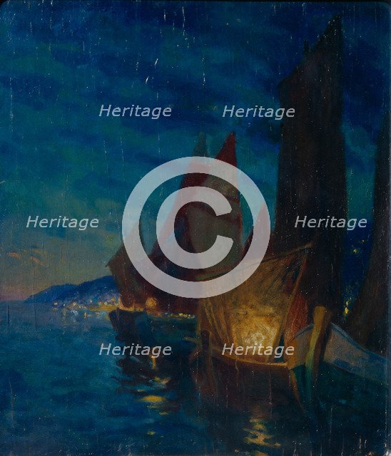 Sails at Night. Artist: Gaush, Alexander Fyodorovich (1873-1947)
