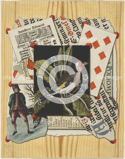 Quodlibet with Goldfinch, late 18th century. Creator: Christian Gottlob Winterschmidt.