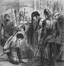 'Edward III. Knighting the Black Prince', 1384, (c1880). Artist: Unknown.