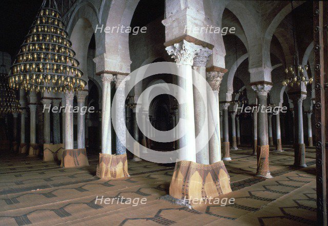 Prayer room of the Great Mosque in Kairouan, 7th century. Artist: Unknown