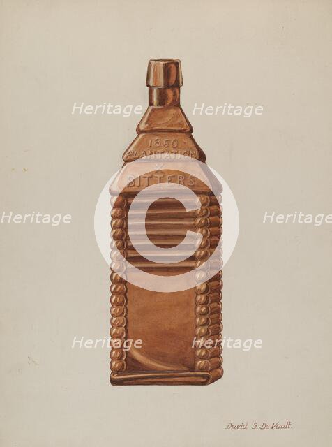 Log Cabin Flask, c. 1941. Creator: David S De Vault.
