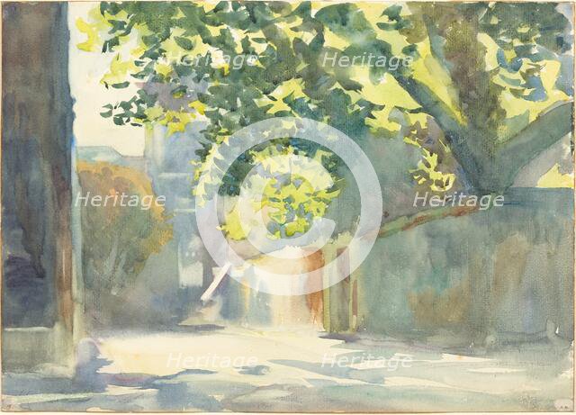 Sunlit Wall Under a Tree, c. 1913. Creator: John Singer Sargent.