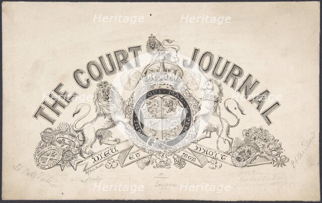 Title page design for "The Court Journal", 1830-62. Creator: Freeman Gage Delamotte.