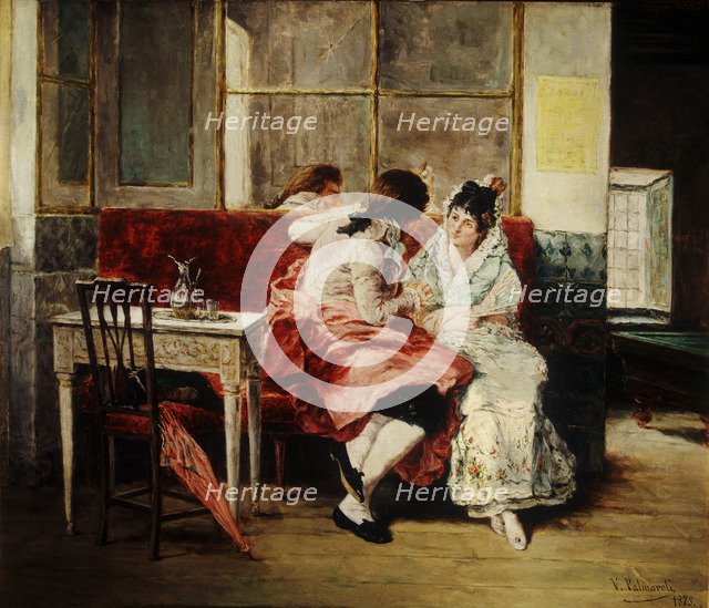 Café of early 19th century', oil by Vicente Palmaroli.