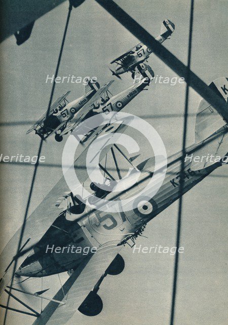 Hawker Hart biplanes flying in formation, c1936 (c1937). Artist: Unknown.
