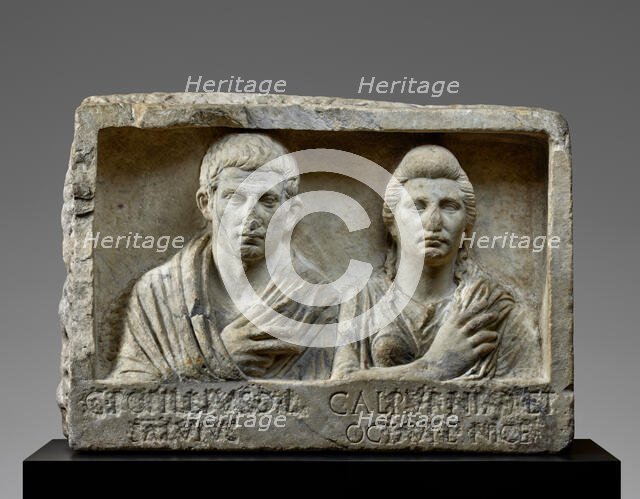 Funerary Relief with Busts of Popillius and Calpurnia, A.D. 1-20. Creator: Unknown.