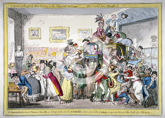 'A swarm of English bees hiving in the Imperial carriage!! a scene at the London Museum', 1816. Artist: George Cruikshank