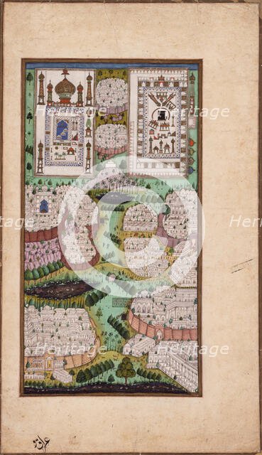 The Pilgrimage Cities of Arabia, Folio from a Gulshan-i 'Ishq (Rose Garden of Love), c1700. Creator: Unknown.