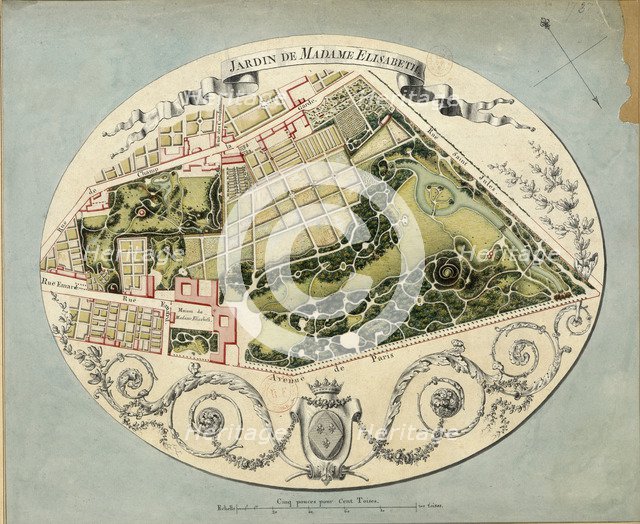 Plan of the Montreuil Estate of Madame Elisabeth, 1788. Artist: Huvé, Jean-Jacques (1742-1808)
