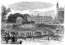 Procession of boats at Cambridge, 1870. Artist: Unknown